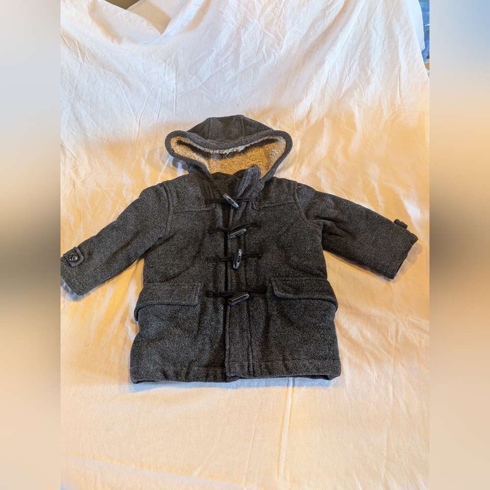 2/20$ GAP Toddler Hooded Pea Coat in Charcoal Gray